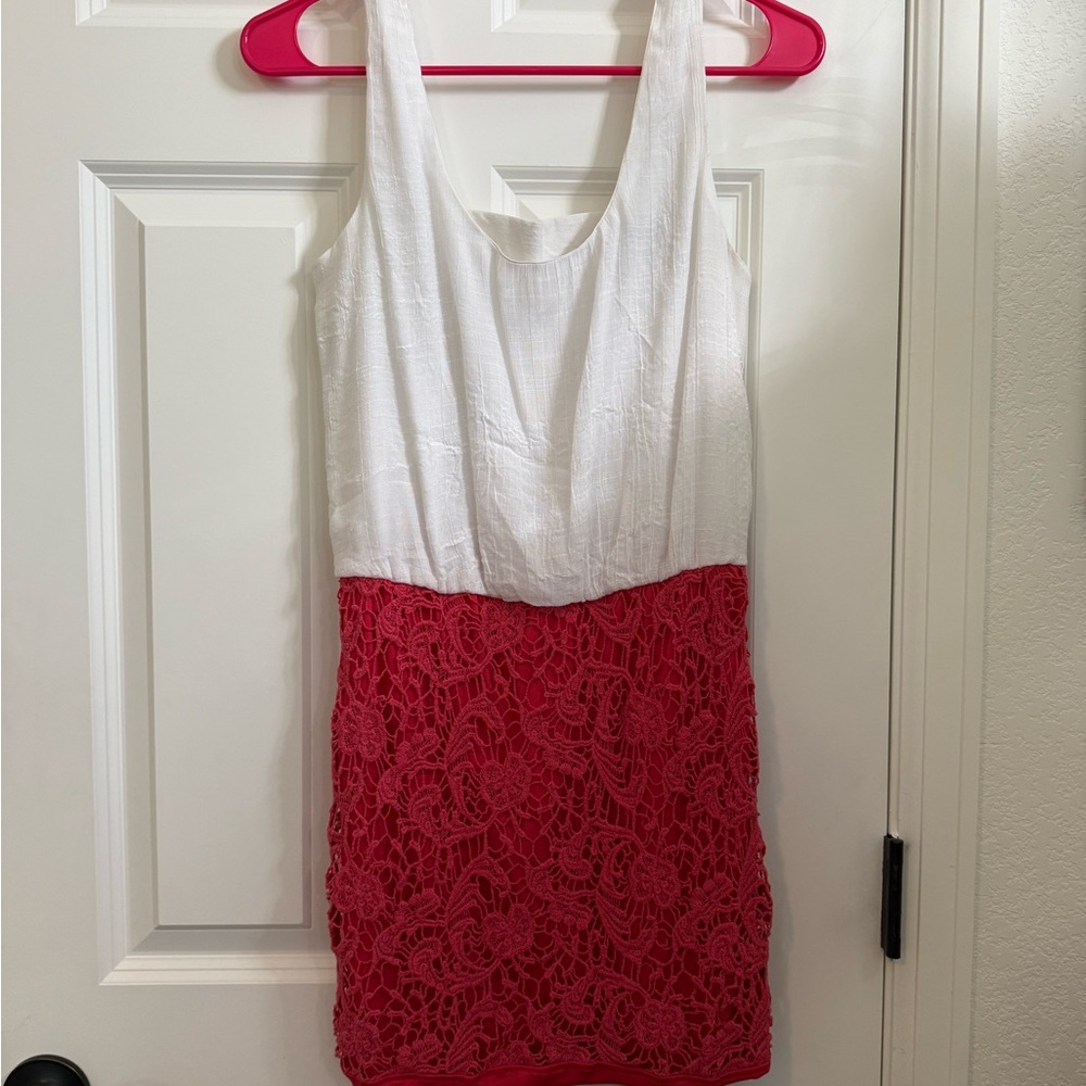 As U Wish White and Red Lace Dress